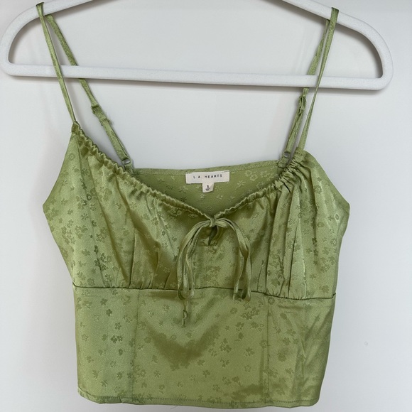 PacSun Green Satin Bustier Tie Top - Picture 1 of 7